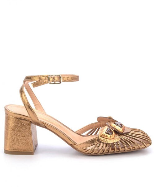 Sandália Apliques Irregulares Bronze -