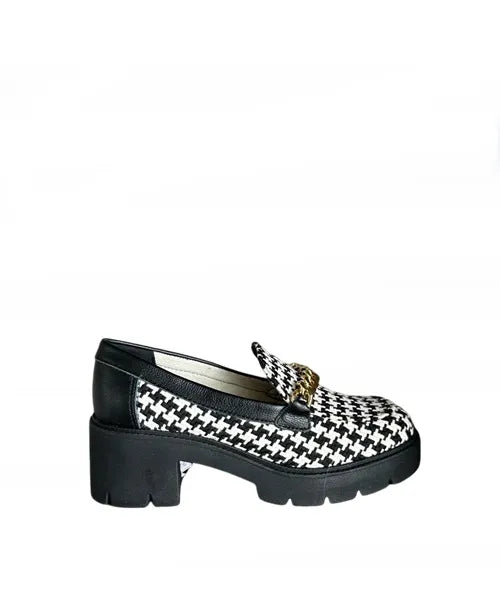 Mocassim Xadrez Corrente Dourada -