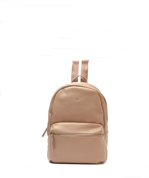 Mochila Nude Couro Grande Bolso Frontal