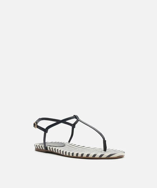 Sandália Rasteira Azul Listras Slim Navy -