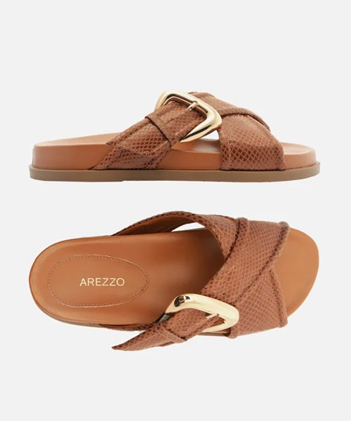 Papete Marrom Tiras Cruzadas Fivela -