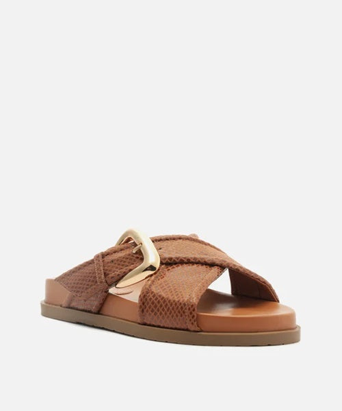 Papete Marrom Tiras Cruzadas Fivela -