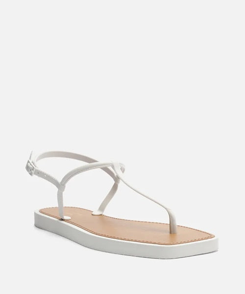 Sandália Rasteira Branca Slim Square Brizza -