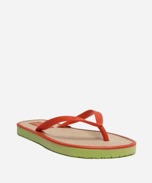 Chinelo de Dedo Laranja Palmilha Palha Brizza Color -