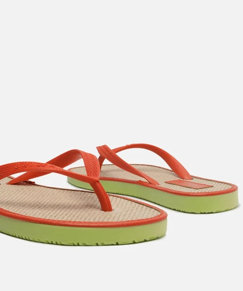 Chinelo de Dedo Laranja Palmilha Palha Brizza Color -