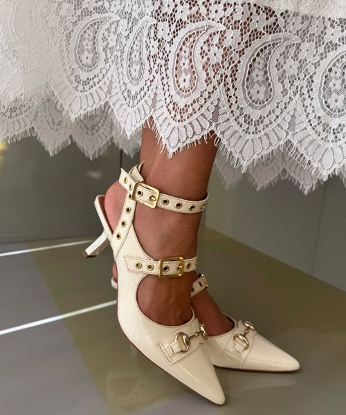 Slingback Blake Verniz Off White -