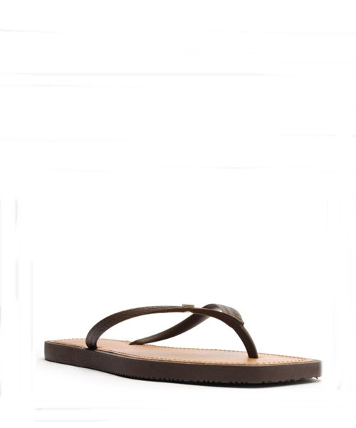 Chinelo de Dedo Marrom Bico Quadrado -