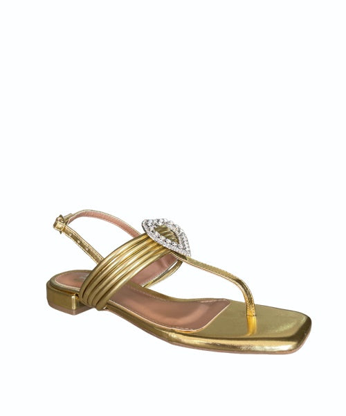 Sandália Rasteira Coração Dourado -