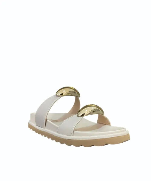 Sandália Papete Couro Off White -