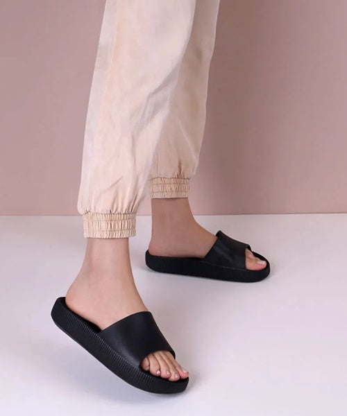Chinelo Slide Preto Poofy Salto Plataforma Eva -