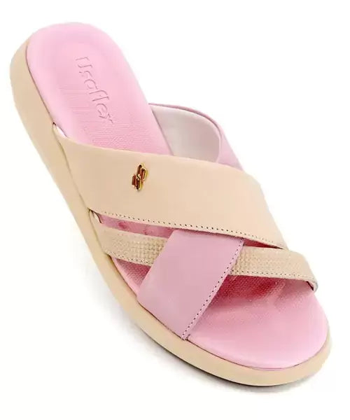 Tamanco Plataforma Couro Rosa Mini Tressê -