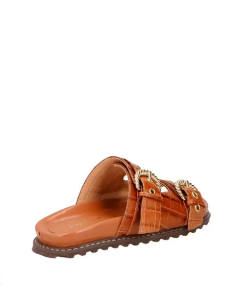 Papete Tratorada Western Croco Caramelo -