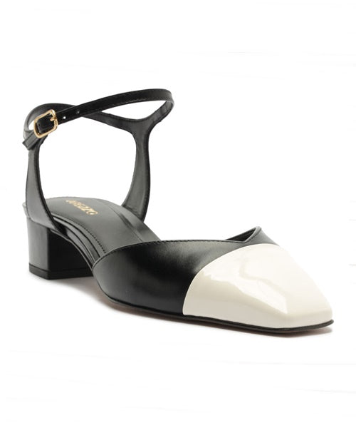 Scarpin Slingback Bicolor Salto Bloco