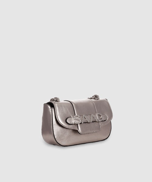 Bolsa Mini em Couro Prata Velha