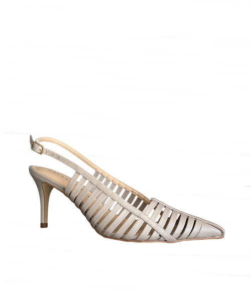 Slingback Couro Gelo Salto Médio