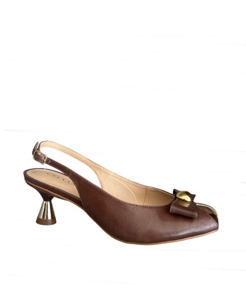Sapato Chanel em Couro Torino Java