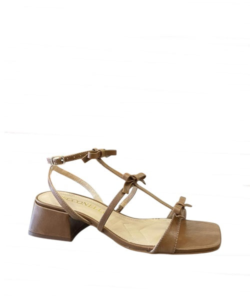 Sandália Salto Bloco Laços Marrom