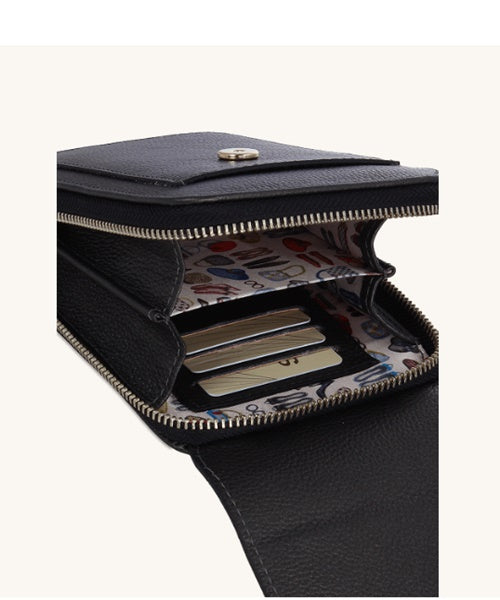 Mini Bolsa para Celular em Couro Preto