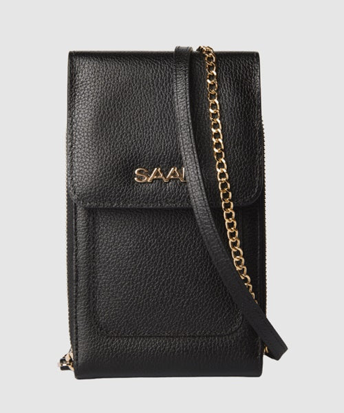 Mini Bolsa para Celular em Couro Preto