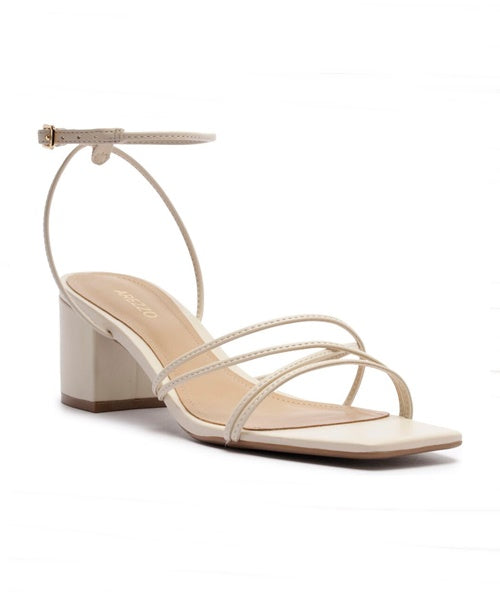 Sandália Salto Bloco Verniz Off White