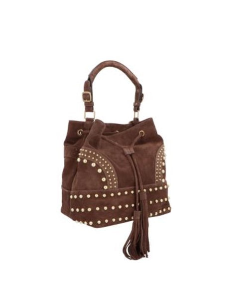 Bolsa Média Bucket Rebiter Couro Camurça Coffee