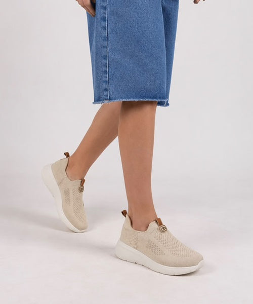 Tênis Tricot Slip On Bege