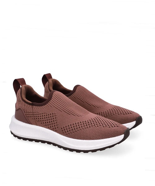 Tênis Slip On Tricot Marrom