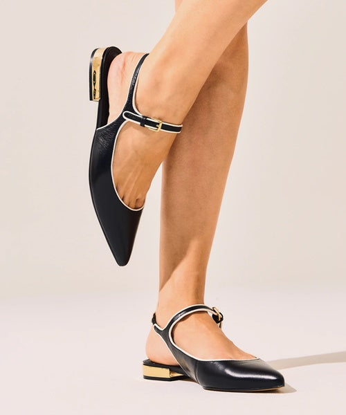 Sapatilha Slingback Couro Preto