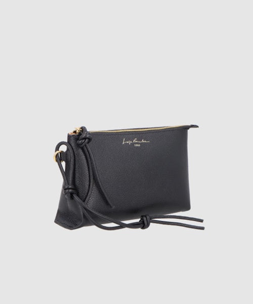 Clutch Retangular em Couro Preto Pequena