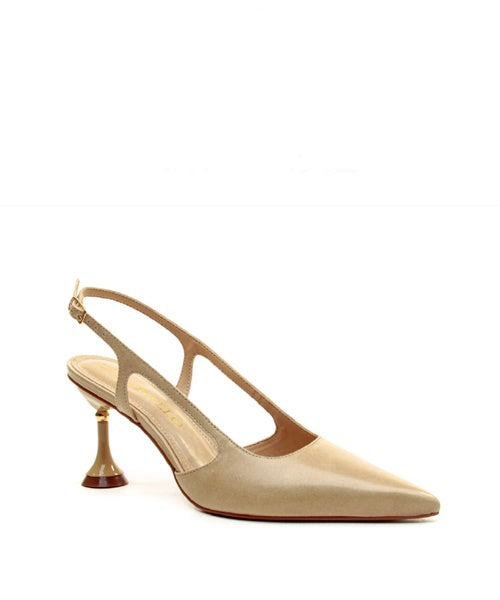 Scarpin Slingback Couro Paglia