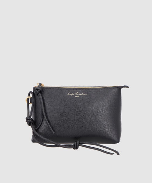 Clutch Retangular em Couro Preto Pequena