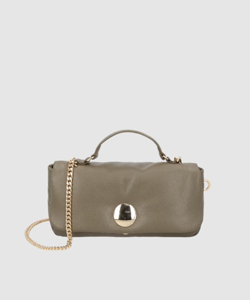 Bolsa Pequena em Couro Verde Tomilho com Alça de Mão