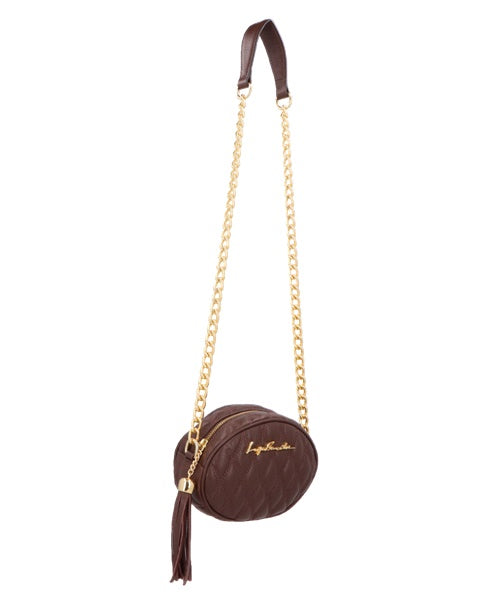 Bolsa Redonda Pequena em Couro Coffee
