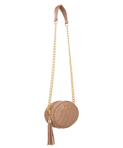 Bolsa Redonda Pequena em Couro Nude
