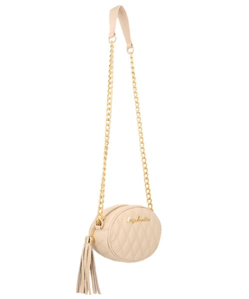 Bolsa Redonda Pequena em Couro Nata