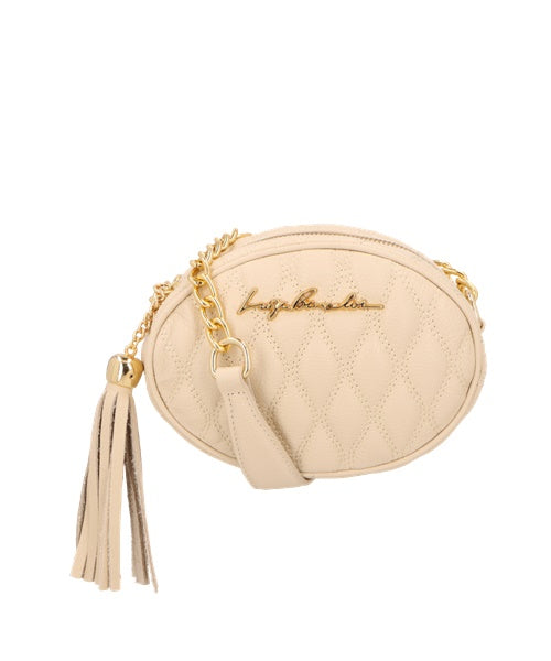 Bolsa Redonda Pequena em Couro Nata