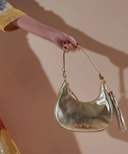 Bolsa Pequena Meia Lua Dourada