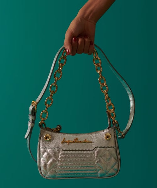 Bolsa Pequena Alça Corrente Ombro Prata