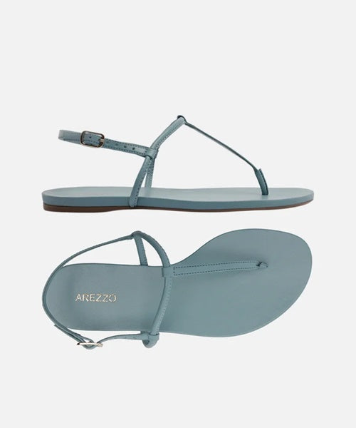 Sandália Rasteira Azul Tiras Slim Básica