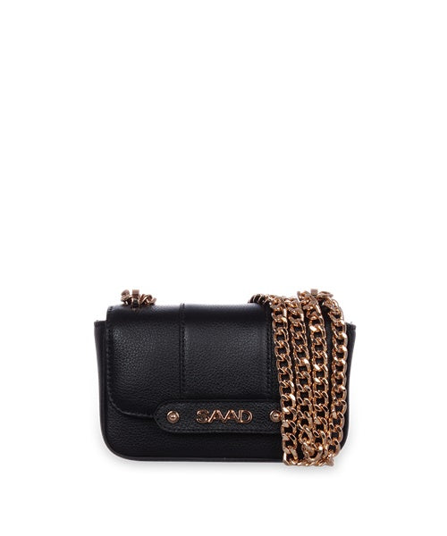 Bolsa Mini em Couro Preta/Dourado