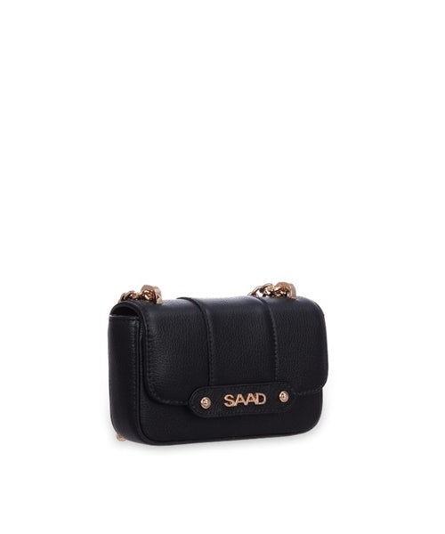 Bolsa Mini em Couro Preta/Dourado