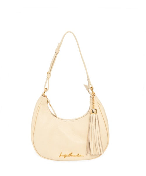 Bolsa Baguete Meia Lua em Couro Nata Pequena