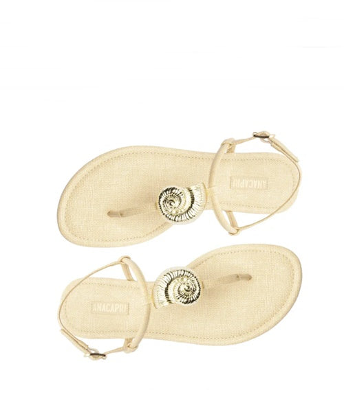 Sandália Rasteira Slim Concha Bege