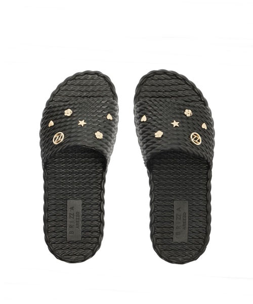 Slide Preto Flatform Tressê Metais Brizza