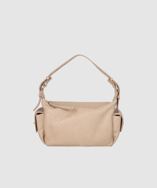 Bolsa Pequena Utilitária em Couro Estonado Bege Nata