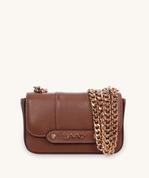 Bolsa Mini em Couro Castanho