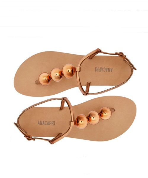 Sandália Rasteira Slim Adorno Bronze