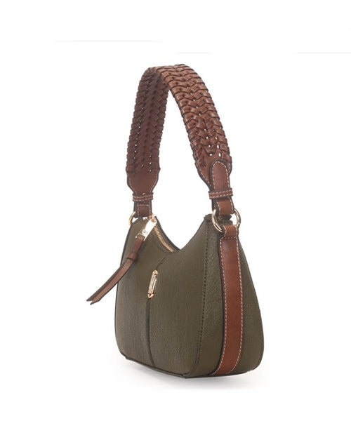 Bolsa Transversal Media Bicolor Com Alca Trancada Oliva