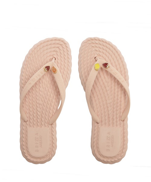 Chinelo de Dedo Rosa Marrocos Flip Flop Frutas