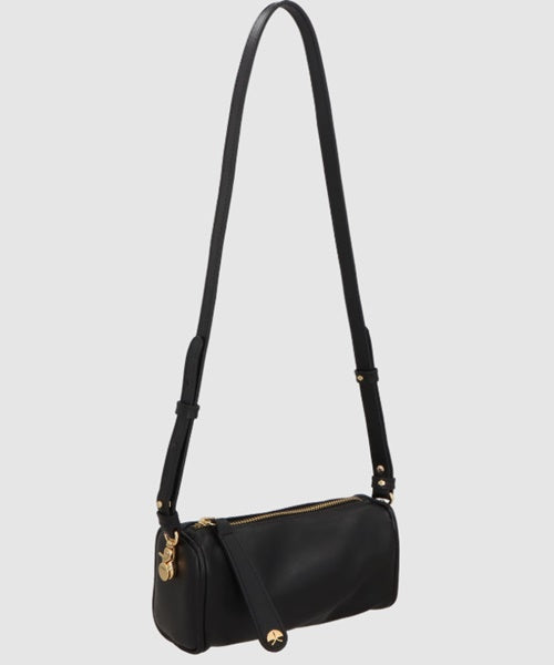 Bolsa Baguete Pequena em Couro Preto